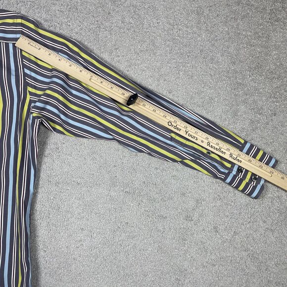 Robert Graham Shirt Mens Medium Button Up Rainbow Stripes Flip Cuffs Colorful - Picture 13 of 14